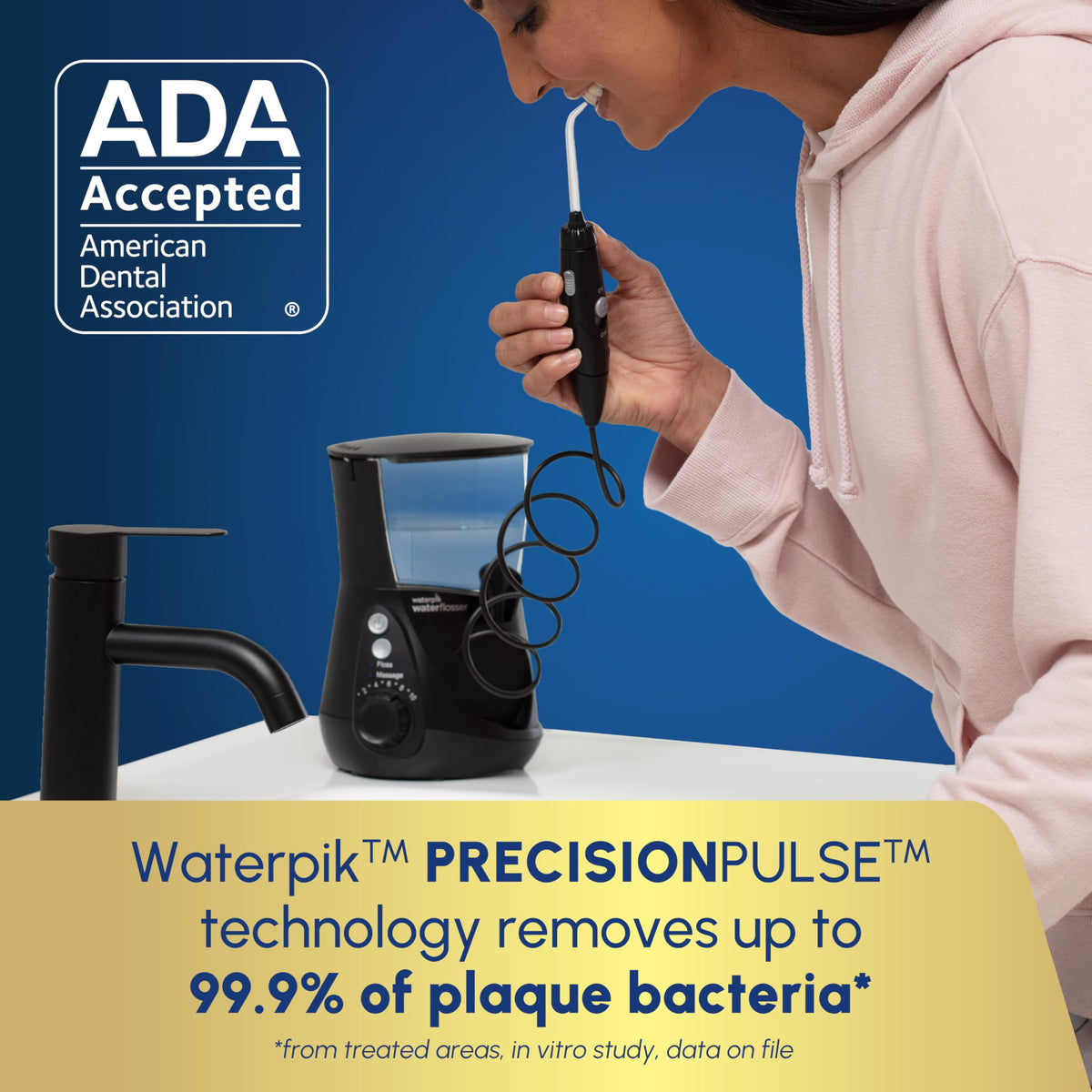 Waterpik Aquarius Countertop Water Flosser with 10 Settings, 7 Tips