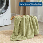 BEDELITE Travel Blanket with Bag, Jacquard Fleece Blanket 65"x40" - Sage Green view 8