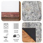 Keen Home Design Vintage Washable Runner Rug, Non-Slip Low Pile, 2x7 - Smoke Grey/ Cold Green view 6