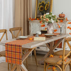 AQOTHES Plaid Fall Thanksgiving Table Runner - Orange Yellow / 13" x 90" view 3