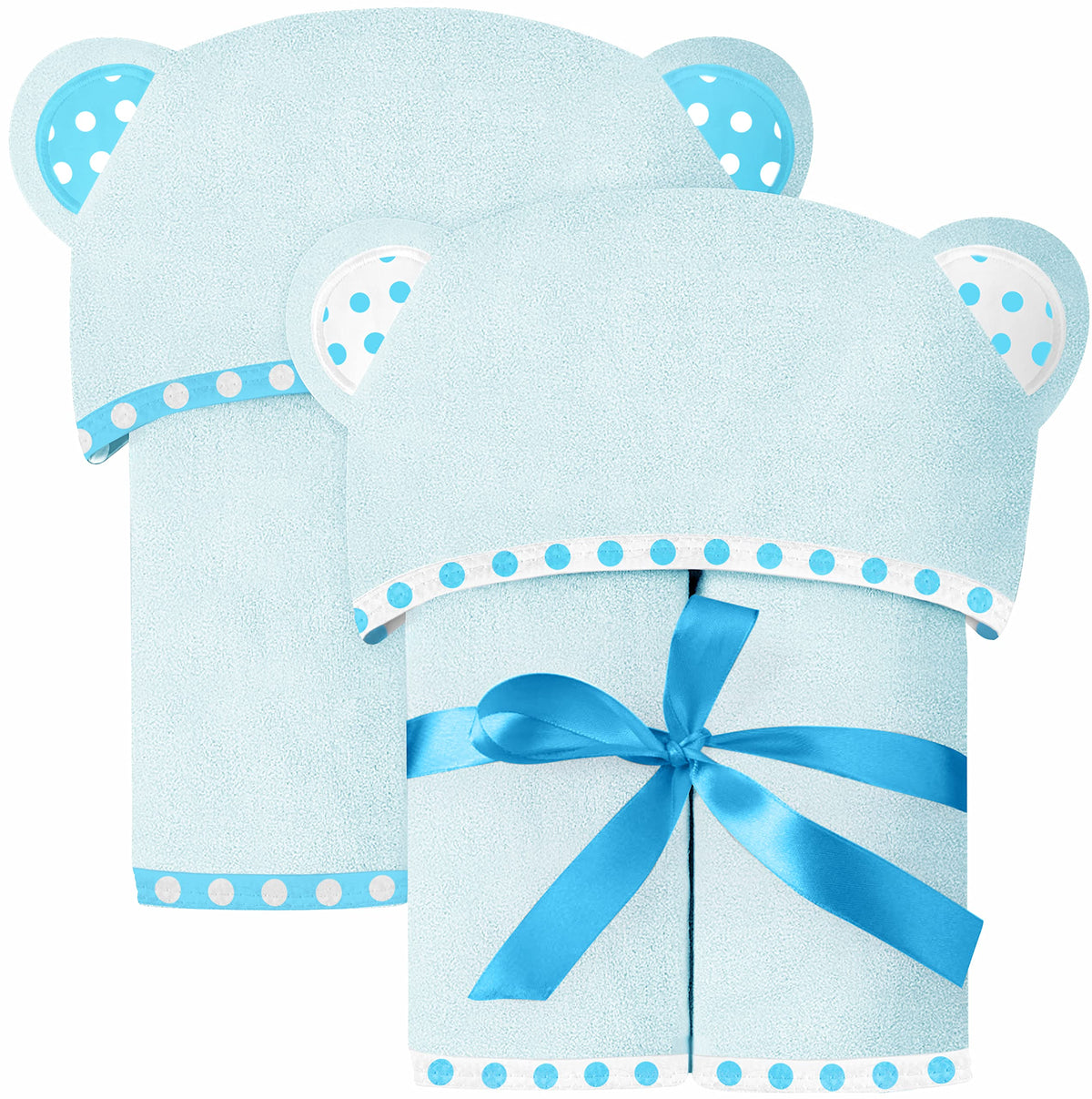 ELSVIN Set of 2 Hooded Baby Towels - Blue / 30 x 30 Inch