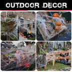 Extra Fake Spiders, Super Stretchy Cobwebs for Halloween Decor Indoor and Outdoor