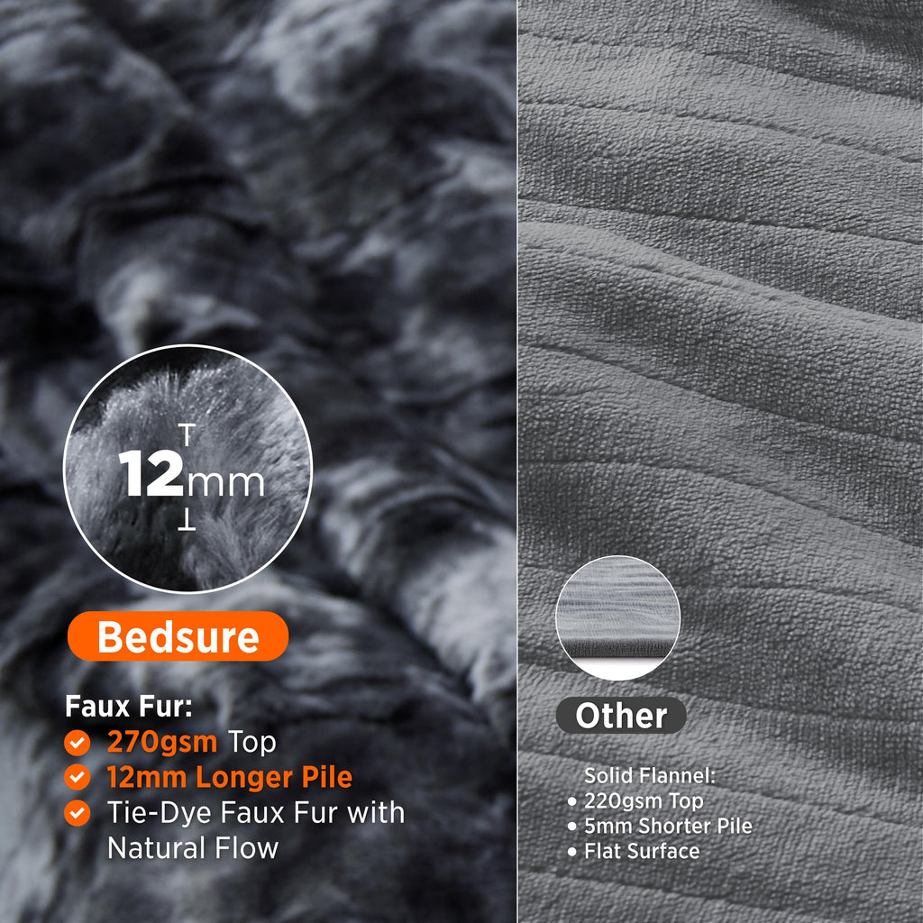 Bedsure Faux Fur Heated Blanket Full Size, Tie-Dye Electric Blanket, – Black (BS-300B)