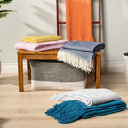 PAVILIA Knit Throw Blanket, Soft Knitted Farmhouse - White / 60 X 80 Inches - Twin view 7