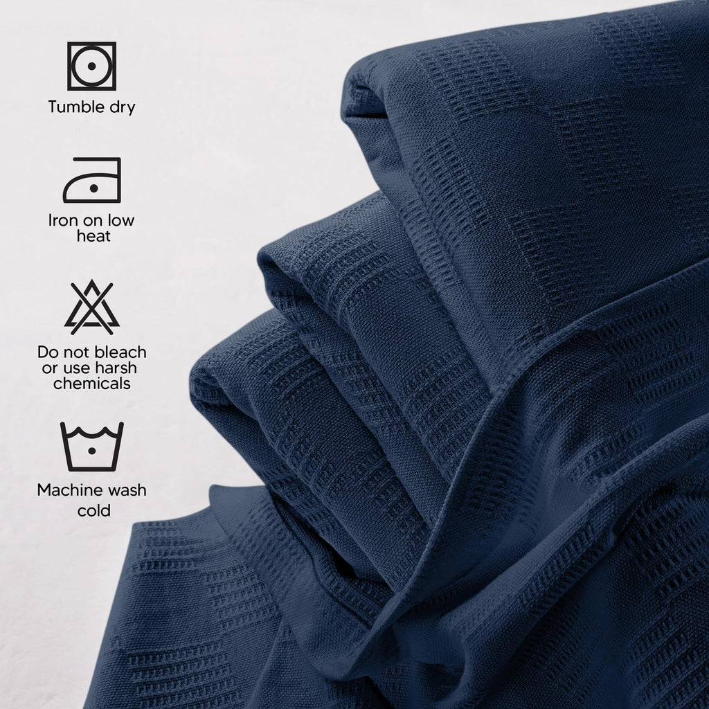 Utopia Bedding 100% Cotton Thermal Blanket Soft - Navy / Queen view 3