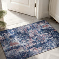 Sasttie 2x3 Entryway Area Rug, Modern Abstract Small Carpet, Pink & Blue