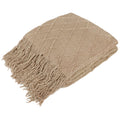 PAVILIA Knit Throw Blanket, Soft Knitted Farmhouse - Tan Taupe / 60 X 80 Inches - Twin