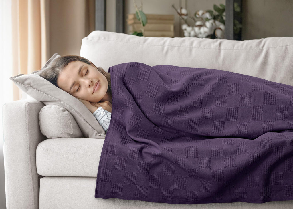 Utopia Bedding 100% Cotton Thermal Blanket Soft - Plum / Twin view 8