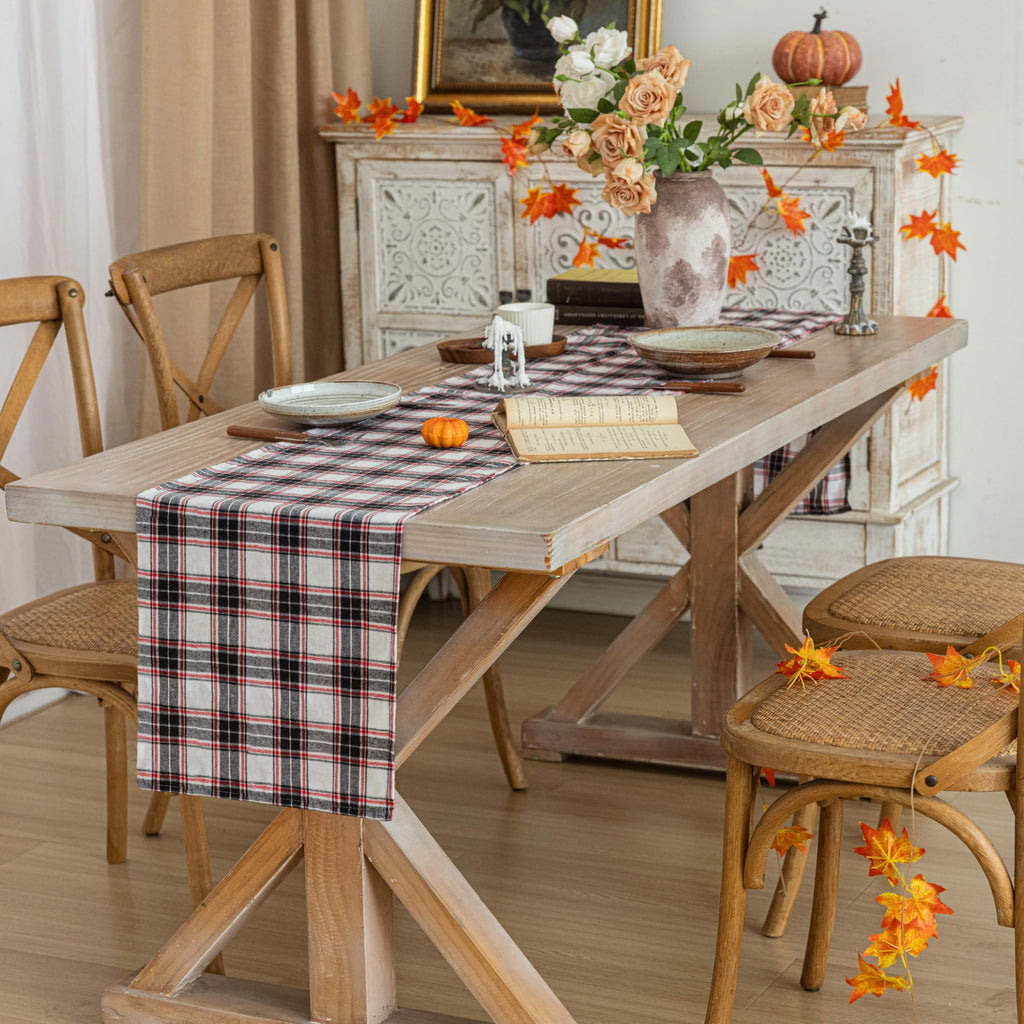 AQOTHES Plaid Fall Thanksgiving Table Runner - view 20