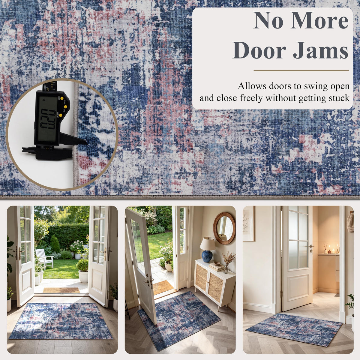 Sasttie 2x3 Entryway Area Rug, Modern Abstract Small Carpet, Pink & Blue (additional view 3)