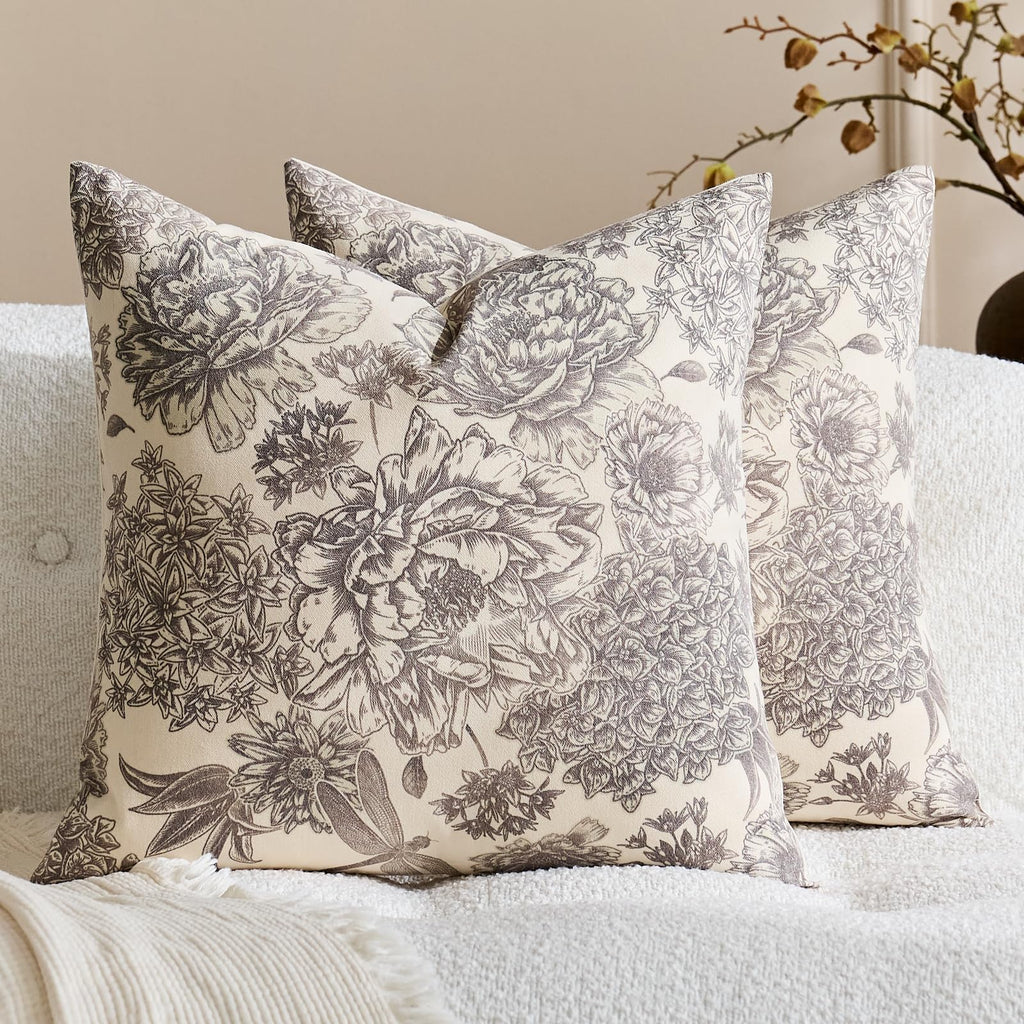 yeshttdy Floral Block Print Pillow Covers Set of 2 - Pottery Barn / 16" x 16" (Pack of 2)
