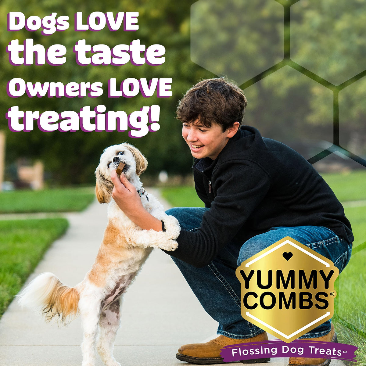 Yummy Combs Dog Dental Treats – Vet VOHC Approved – Delicious Chicken Protein – Removes Tartar with Cleaning Comb Shape