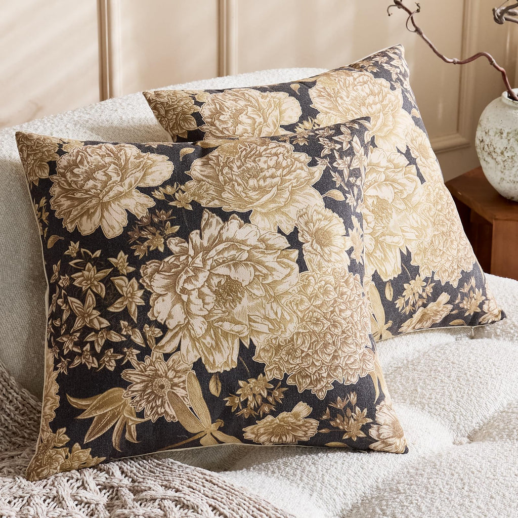 yeshttdy Floral Block Print Throw Pillow Covers, Set of 2 - view 12