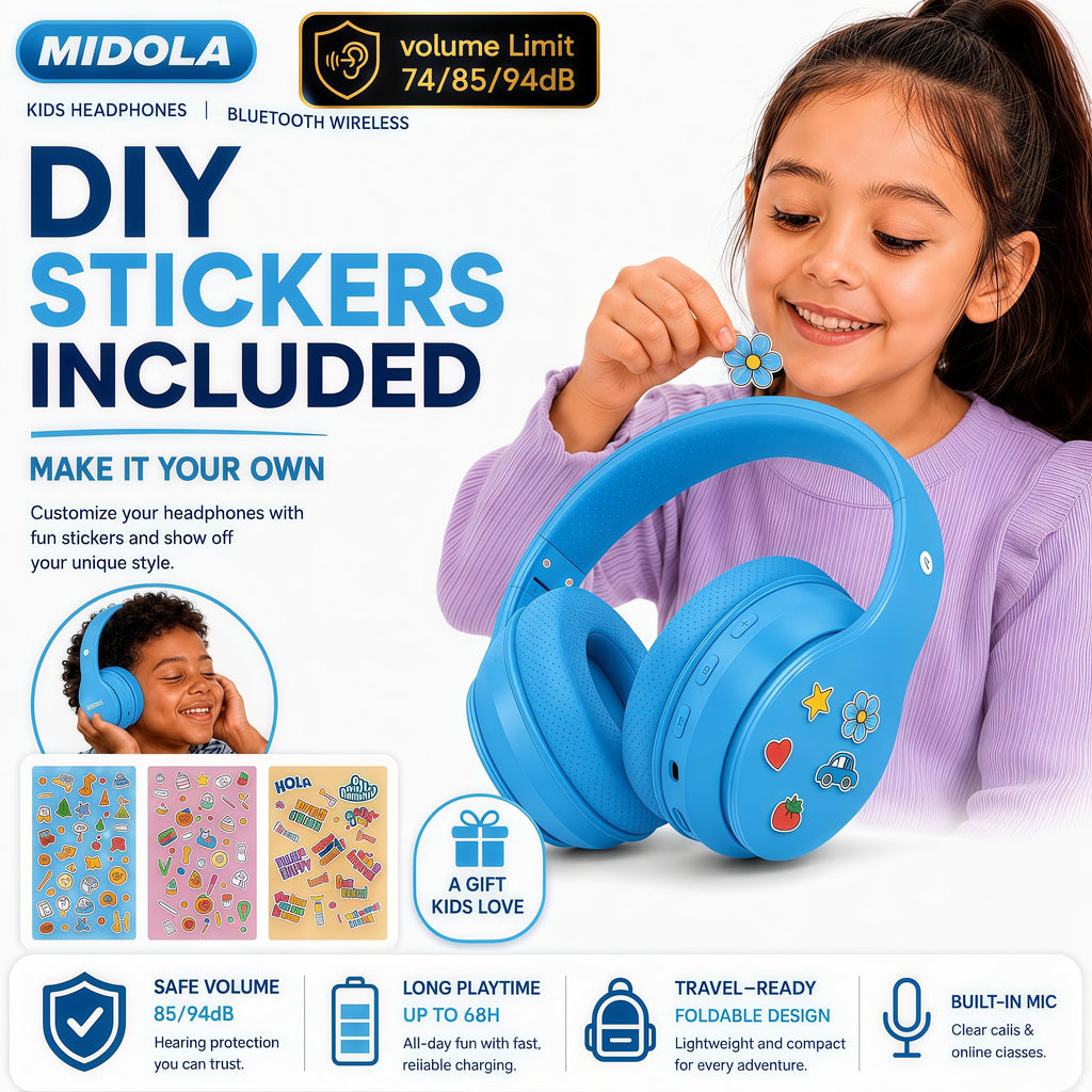 Kids Bluetooth Headphones Wireless - Blue view 7