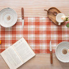 AQOTHES Plaid Fall Thanksgiving Table Runner - Orange Light / 13" x 72" view 1