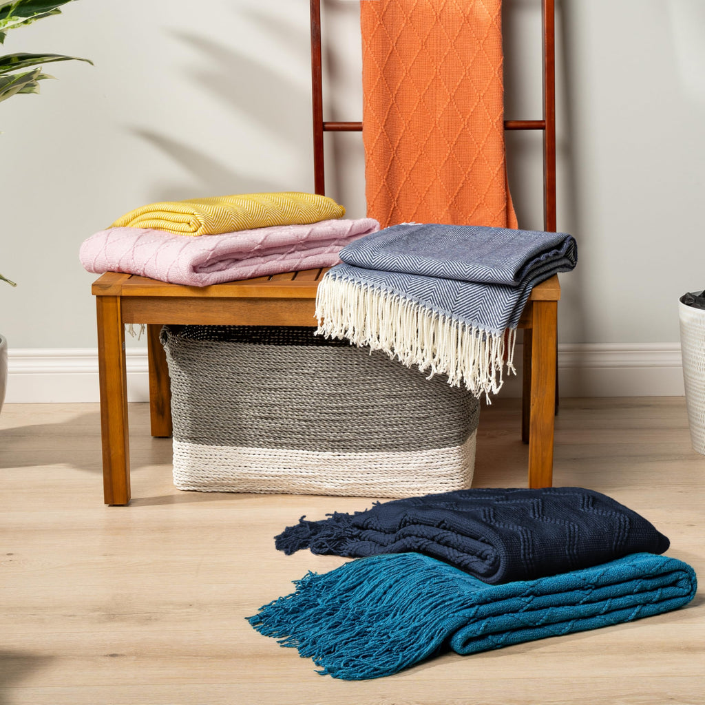 PAVILIA Knit Throw Blanket, Soft Knitted Farmhouse - Navy Blue / 60 X 80 Inches - Twin view 8