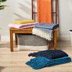 PAVILIA Knit Throw Blanket, Soft Knitted Farmhouse - Navy Blue / 60 X 80 Inches - Twin view 8