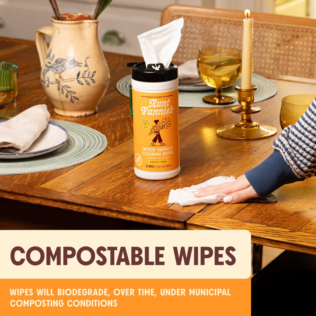 Aunt Fannie's Wood Surface Cleaning Wipes, Lemon, 35 Count, Pack of 1 (additional view 2)