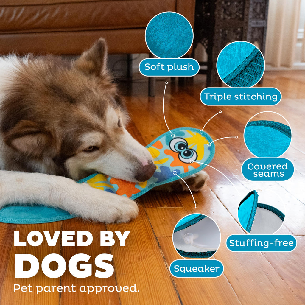 Outward Hound Tough Skinz Durable Squeaky Dog Toy with Two Tough Layers, Snake, Blue (additional view 3)