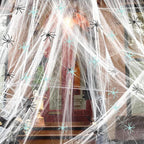300 Sqft Halloween Spider Web Decorations, with 10 Glow and 10 Black Fake Spiders