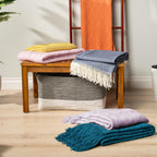 PAVILIA Knit Throw Blanket, Soft Knitted Farmhouse - Teal Blue / 50 X 60 Inches - Throw view 8