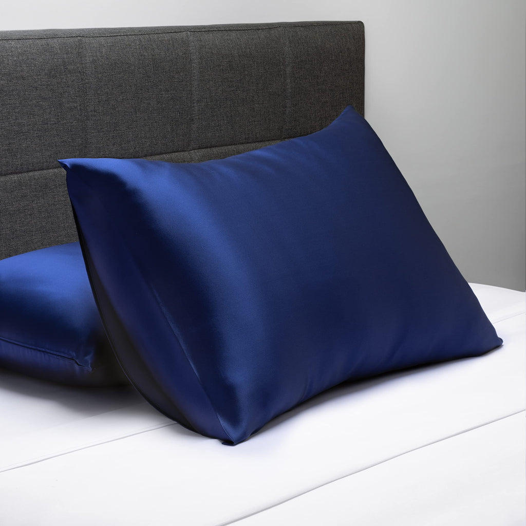Fishers Finery 25mm 100% Pure Mulberry Silk Pillowcase (Navy King 2 Pack) (HB-02-PC1-825-DBL-K-2PACK)
