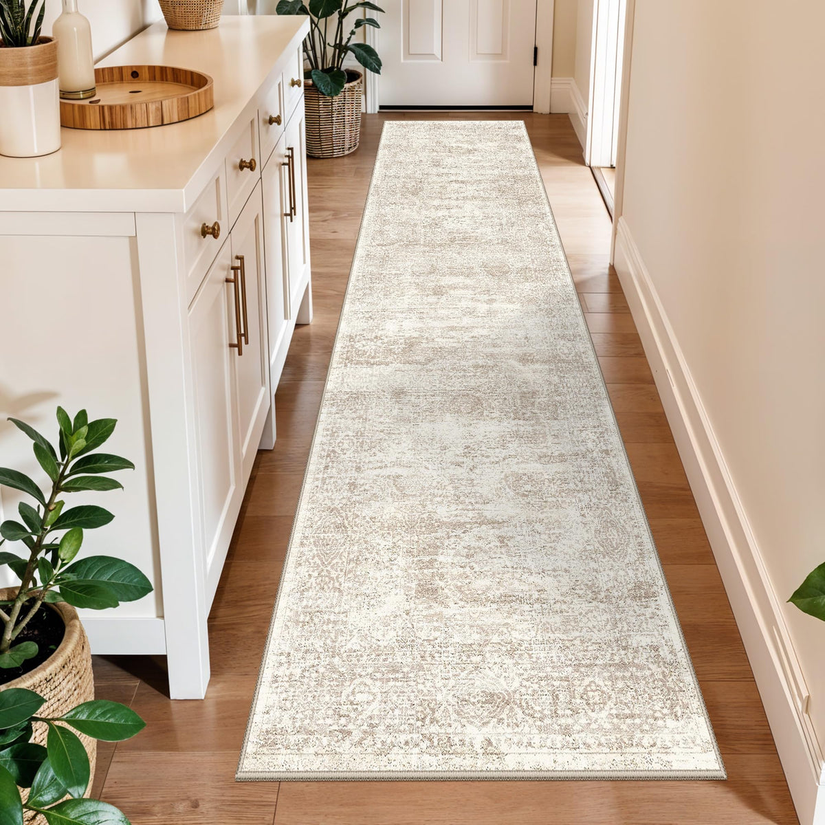 Runner Rug 2x10 Washable Non-Slip Hallway: Vintage Boho Carpet with Rubber Backing for
