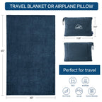 BEDELITE Travel Blanket with Bag, Jacquard Fleece Blanket 65"x40" - Navy view 4