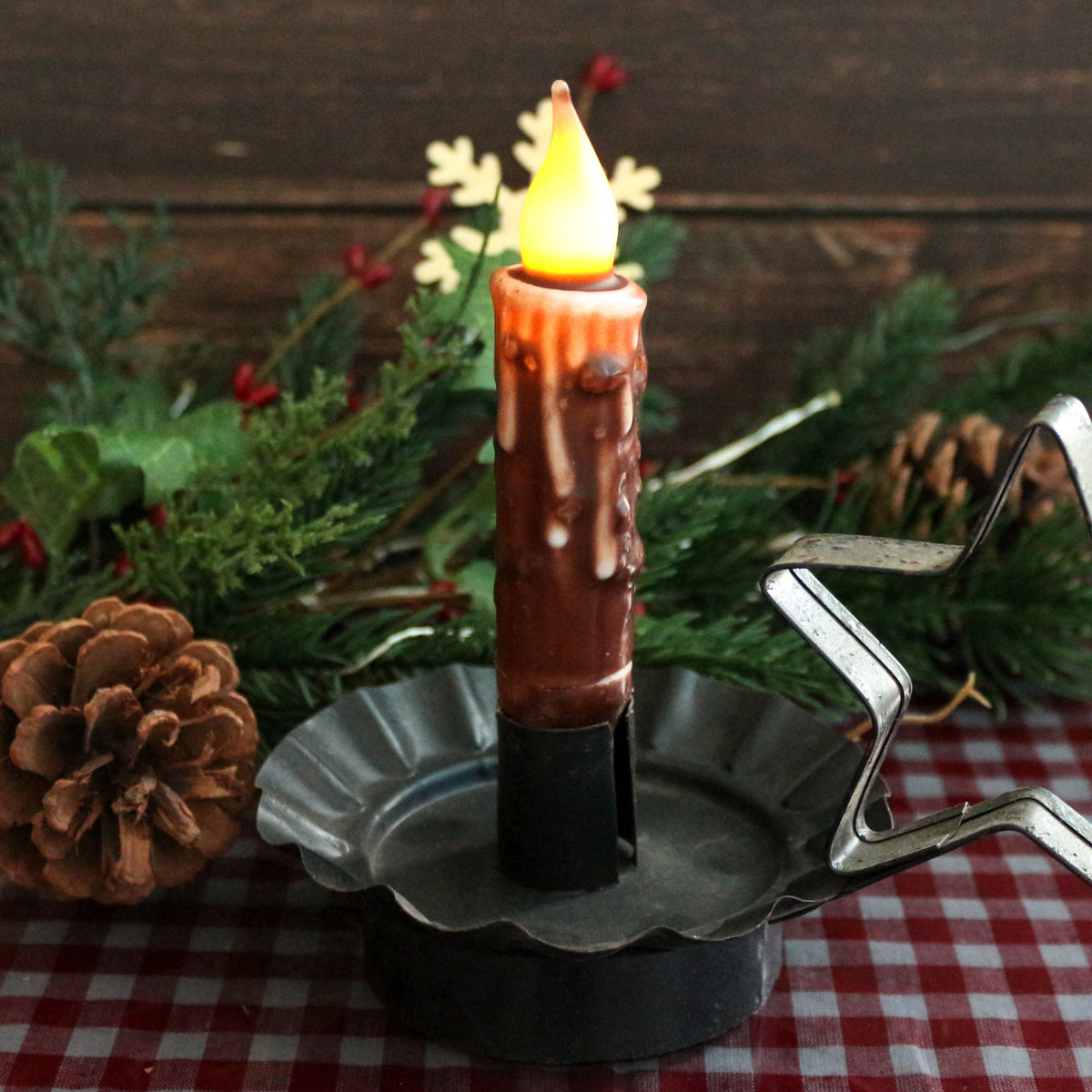 CVHOMEDECO. Real Wax Battery Operated LED Timer Taper Candles - view 4