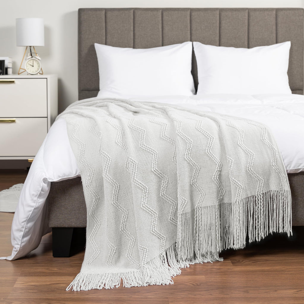 PAVILIA Knit Throw Blanket, Soft Knitted Farmhouse - White / 60 X 80 Inches - Twin view 1