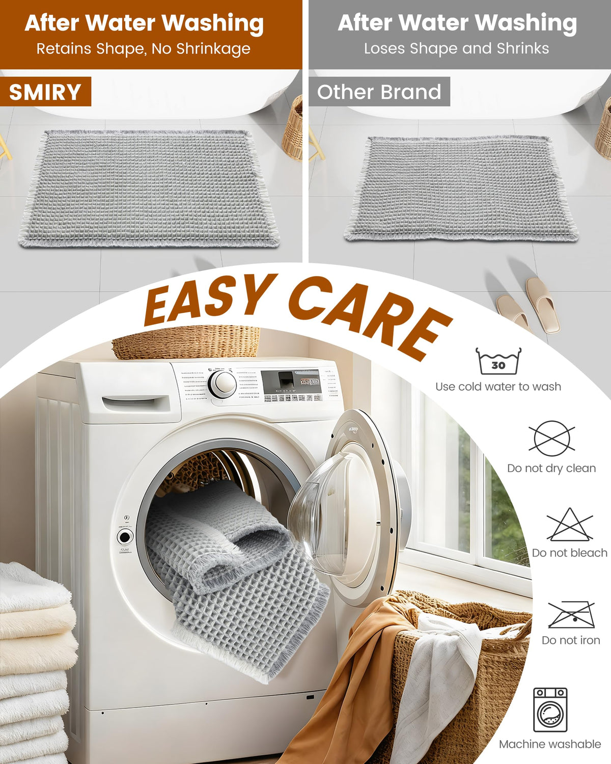 Smiry Waffle Bath Mat