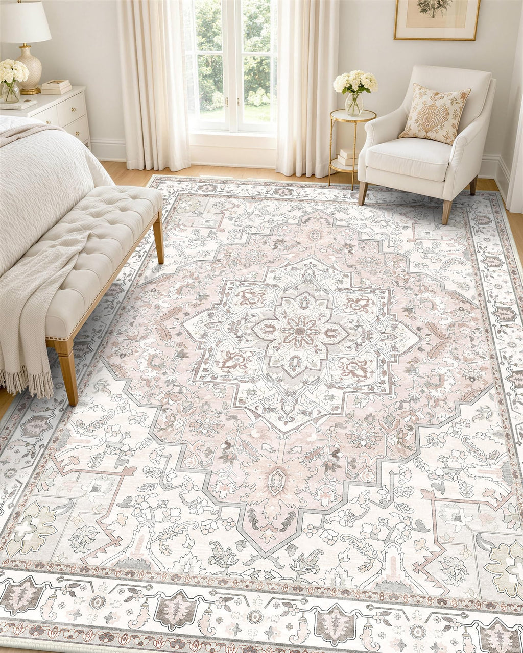 OLANLY Soft Non Slip Carpet - Pink / 5' x 7' (Rectangular)
