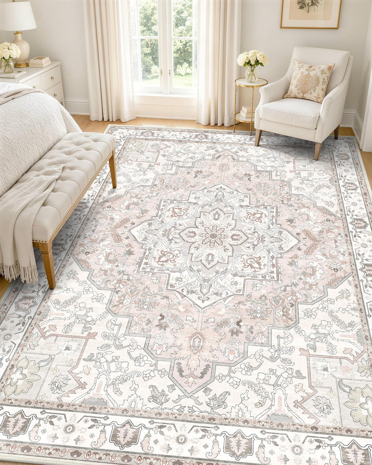 OLANLY Soft Non Slip Carpet - Pink / 5' x 7' (Rectangular)