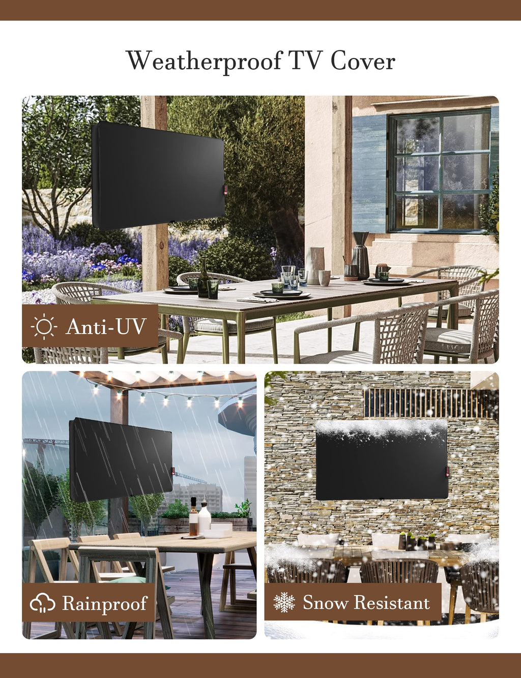 iBirdie Outdoor TV Cover 80 to 85 inch Waterproof and Weatherproof, – Black (TV-Zipper-Black-80-85)
