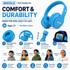 Kids Bluetooth Headphones Wireless - Blue view 8