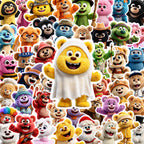 Cute Teddy Bear Stickers for Kids, 50 PCS – 2.5-Inch | Kawaii Plush Toy Bear Stickers for