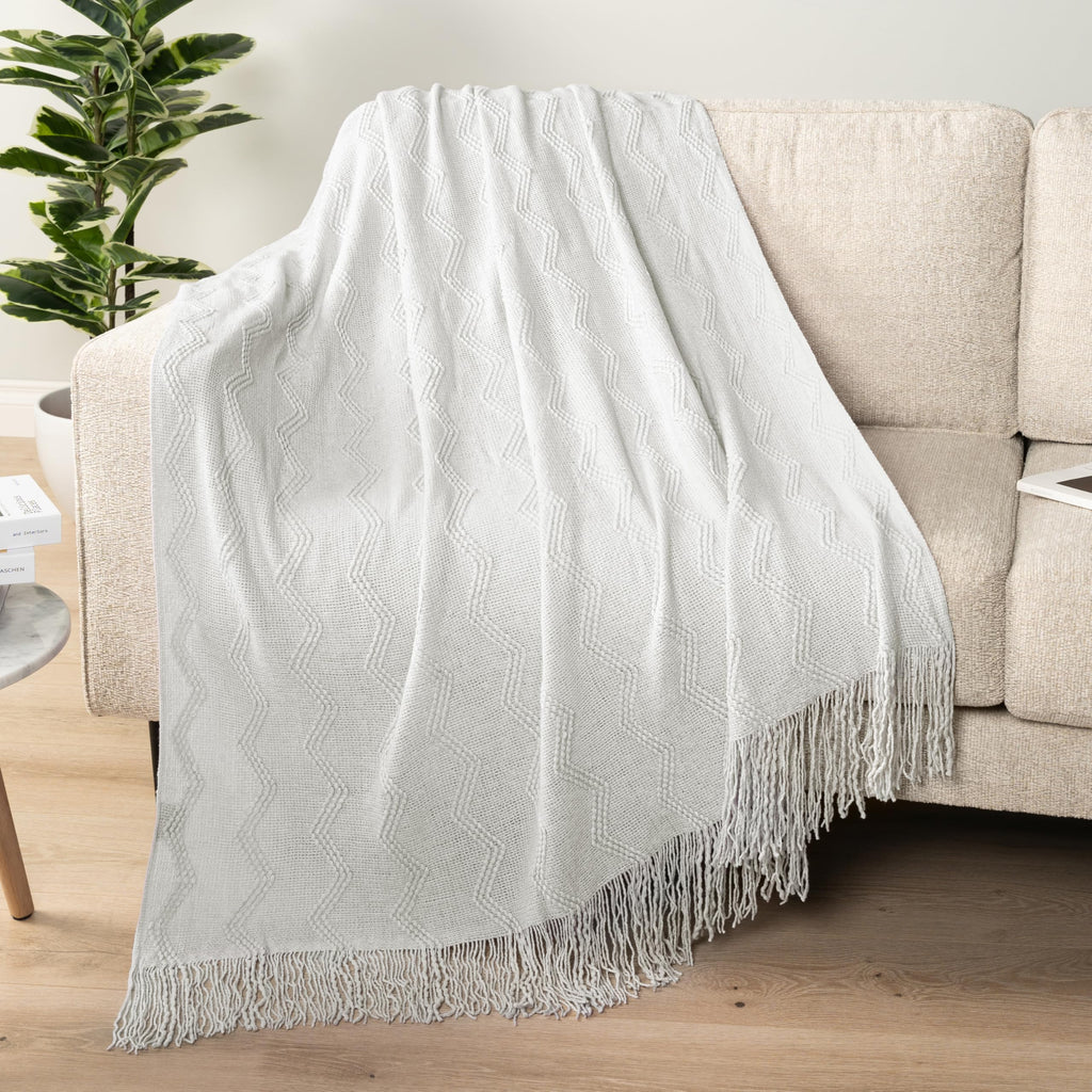 PAVILIA Knit Throw Blanket, Soft Knitted Farmhouse - White / 60 X 80 Inches - Twin view 5