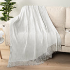 PAVILIA Knit Throw Blanket, Soft Knitted Farmhouse - White / 60 X 80 Inches - Twin view 5