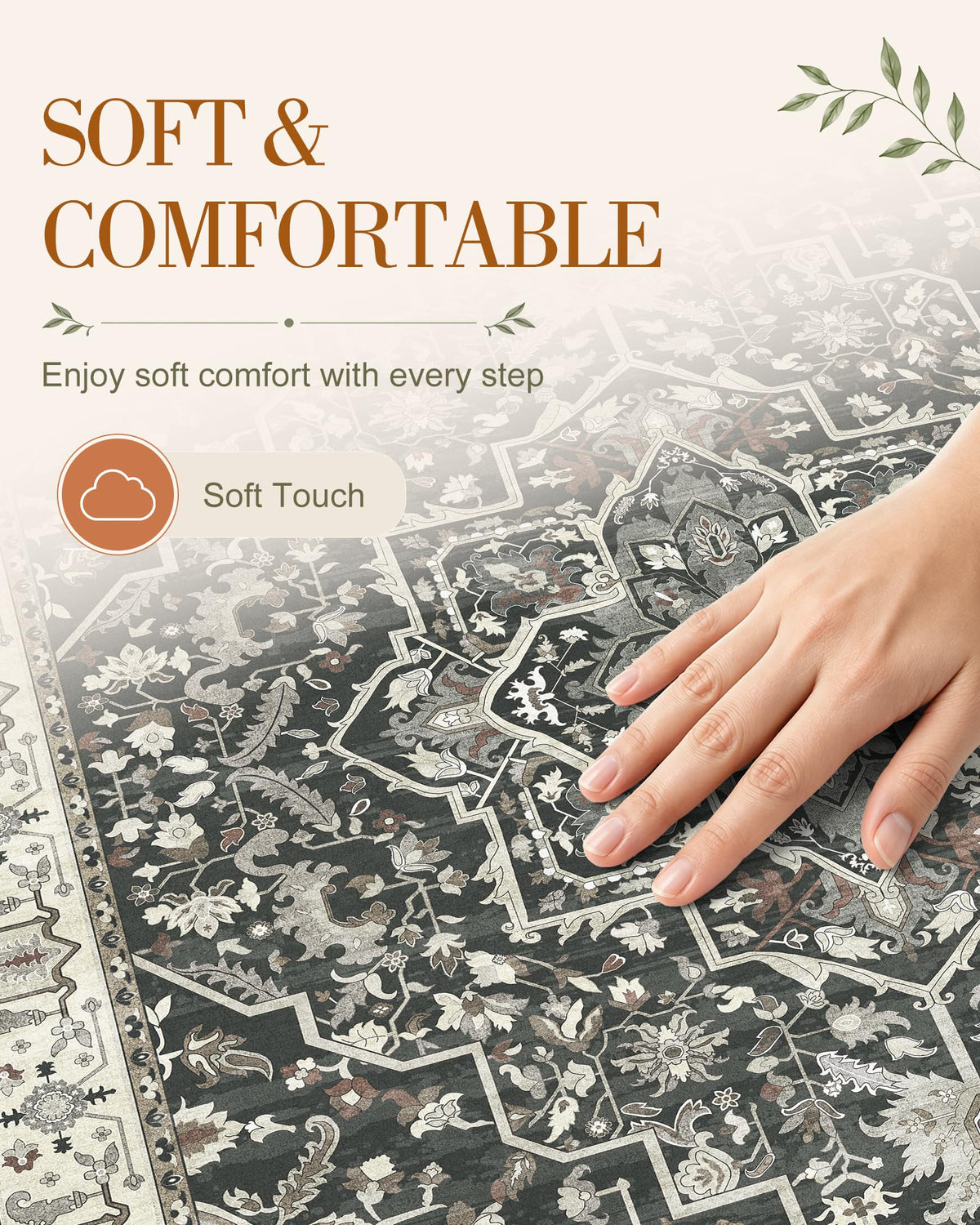 OLANLY Soft Non Slip Carpet - Black / 3' x 6' (Runner) view 3