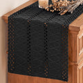 Artoid Woven Farmhouse Hollow Table Runner - Black / 12" x 120", Table Runner