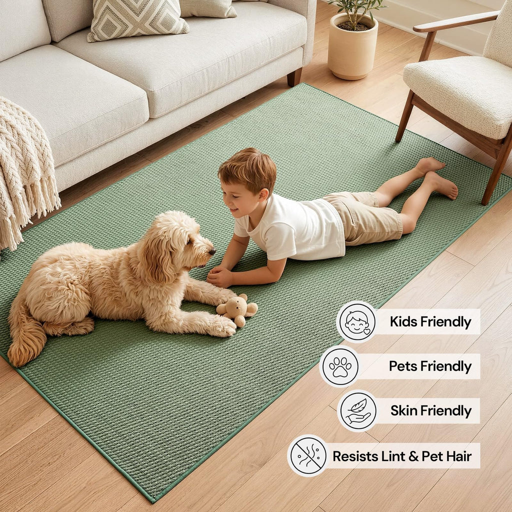 Sunfly Runner Rug with Non Slip Rubber Backing - Sage Green / 2' x 6' (Rectangular) view 10