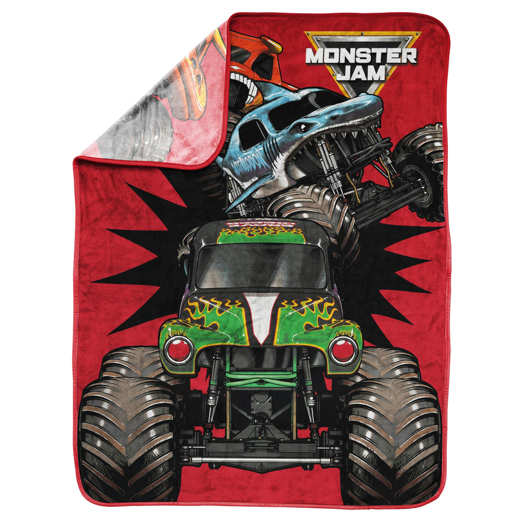 Jay Franco Kids Plush Throw Blanket - Red - Monster Jam / 40x50 - Travel Blanket view 3