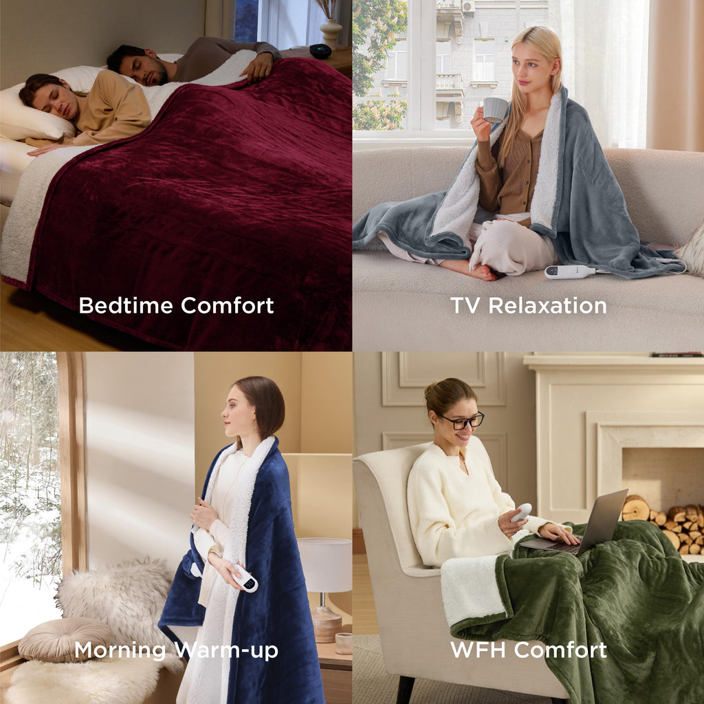 Bedsure Heated Blanket Twin Size, Electric Blanket with Preheat, Dark – Grey (BS-200B)