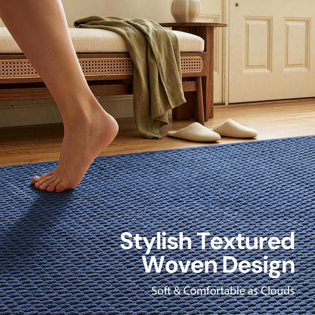 Sunfly Runner Rug with Non Slip Rubber Backing - Navy Blue / 2' x 6' (Rectangular) view 3