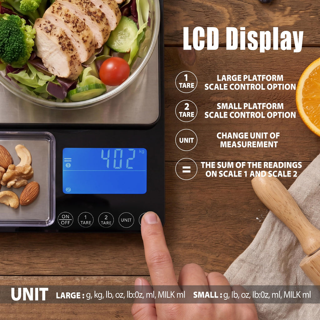 Ionsno Food Scale 44lb/20kg - #01 Silver / Dual Platform view 3