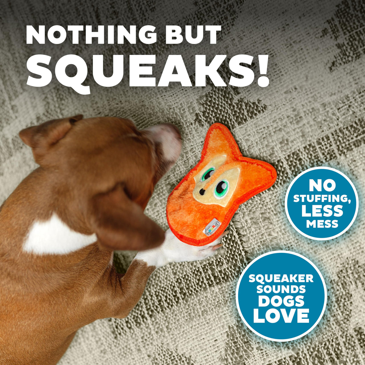 Outward Hound Durablez Minis Tough Chew Plush Squeaky Dog Toy, Fox, 6.3" (additional view 3)