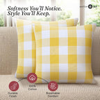 Native Fab Throw Pillow Cushion Cover for Sofa Couch Bed Comfort - Buffalo Lemon Yellow / 20" x 12" (Pack of 2) view 5