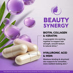 NUTRAHARMONY Biotin, Collagen, Hyaluronic Acid & Keratin - Hair Growth Support, 180 Caps