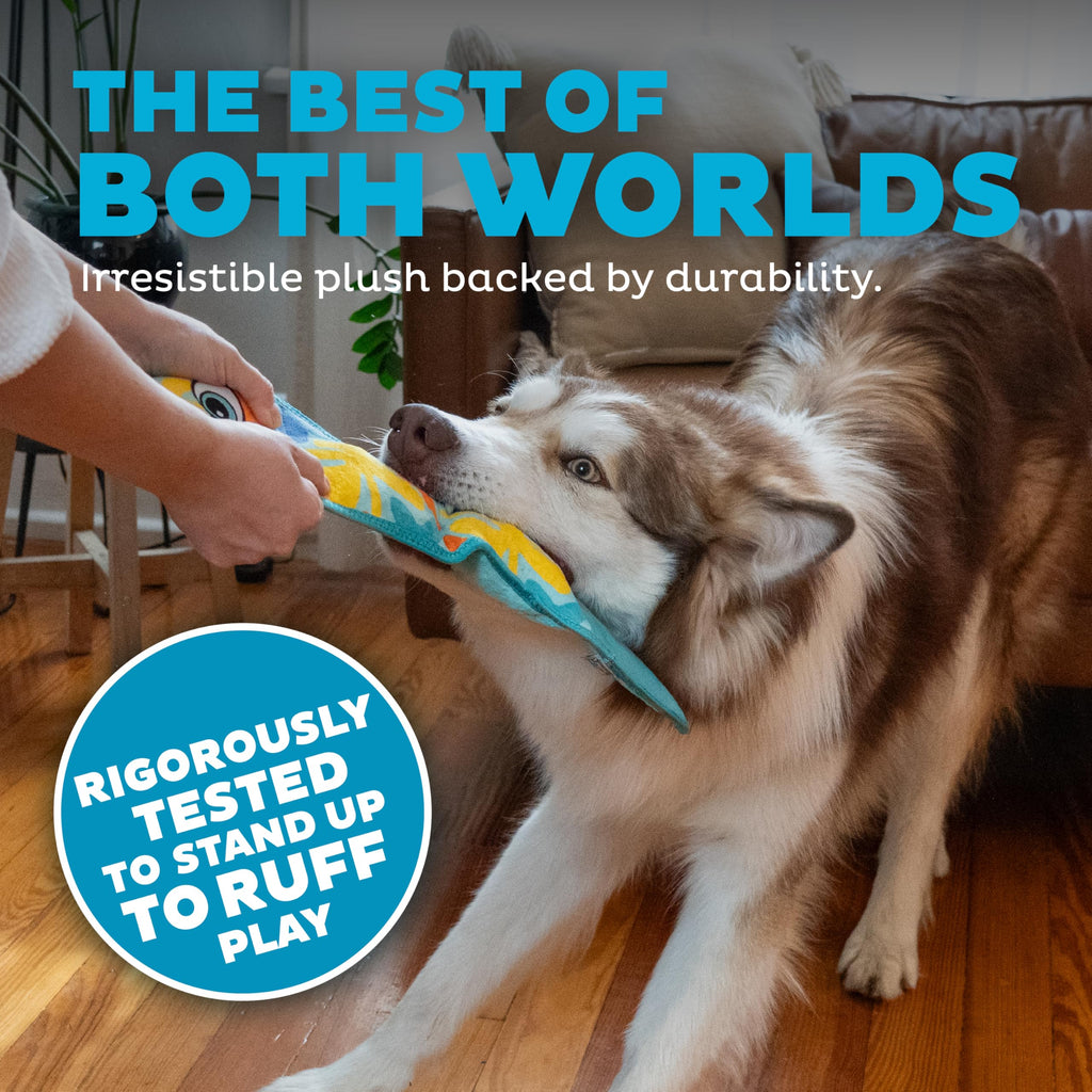Outward Hound Tough Skinz Durable Squeaky Dog Toy with Two Tough Layers, Snake, Blue (additional view 2)