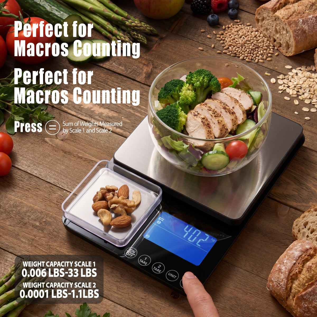 Ionsno Food Scale 44lb/20kg - #01 Silver / Dual Platform view 2